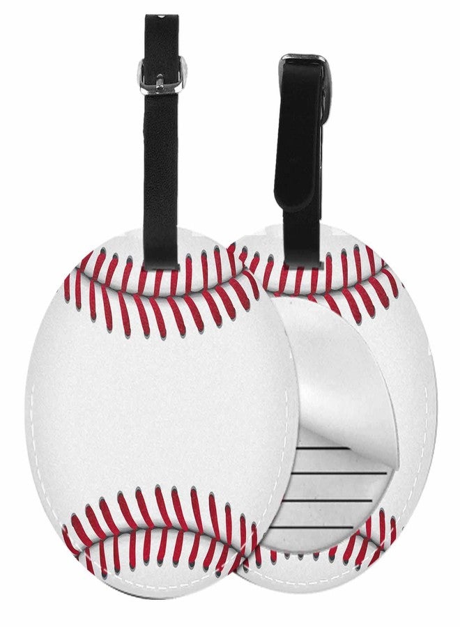 TKS MITLAN 1 Pack Baseball PU Leather Travel Cruise Luggage Tag Sport Softball Hobby Baggage Bag Backpack Instrument with Privacy Flap Name ID Label for Women Men Girls Suitcase(Round) - Image 1